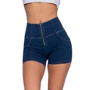 Zipper front high waisted shorts